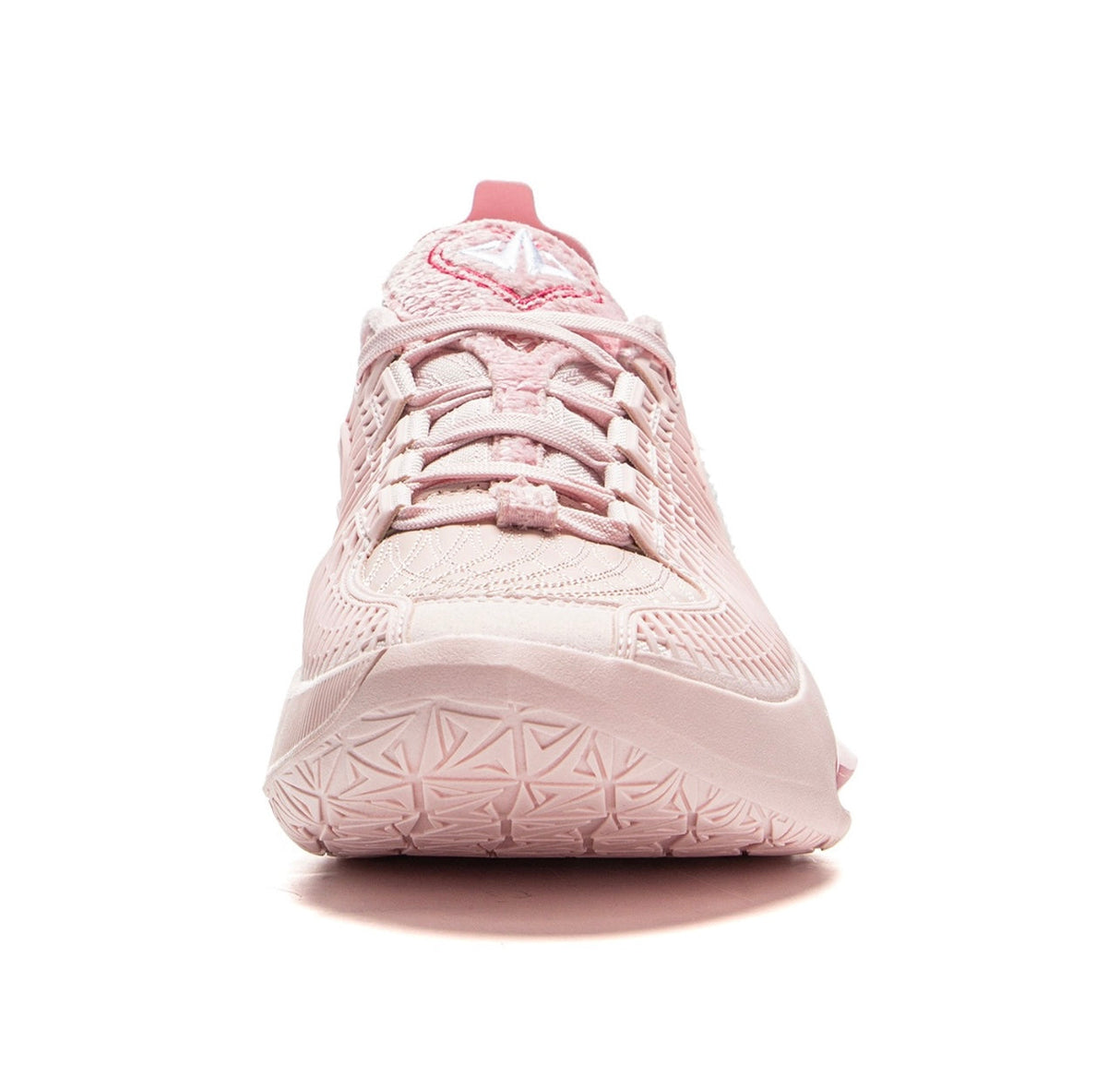 Close-up of Jimmy Butler Pink Shoes toe box with detailed stitching