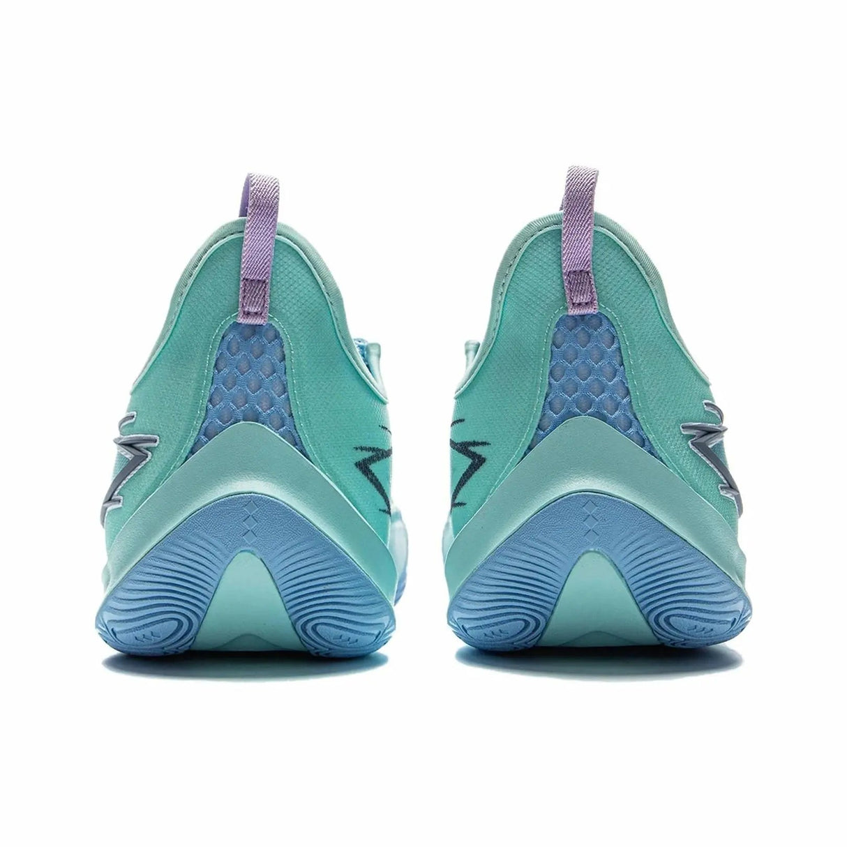 Li-Ning Sonic 13 Blue Purple heel view showing shoe structure