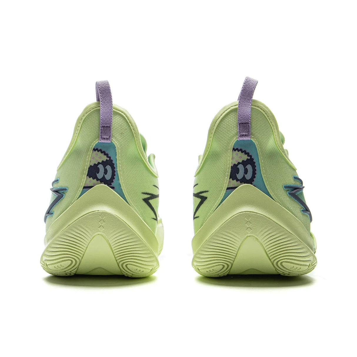 Li-Ning Sonic 13 Elf Green heel view showing shoe structure