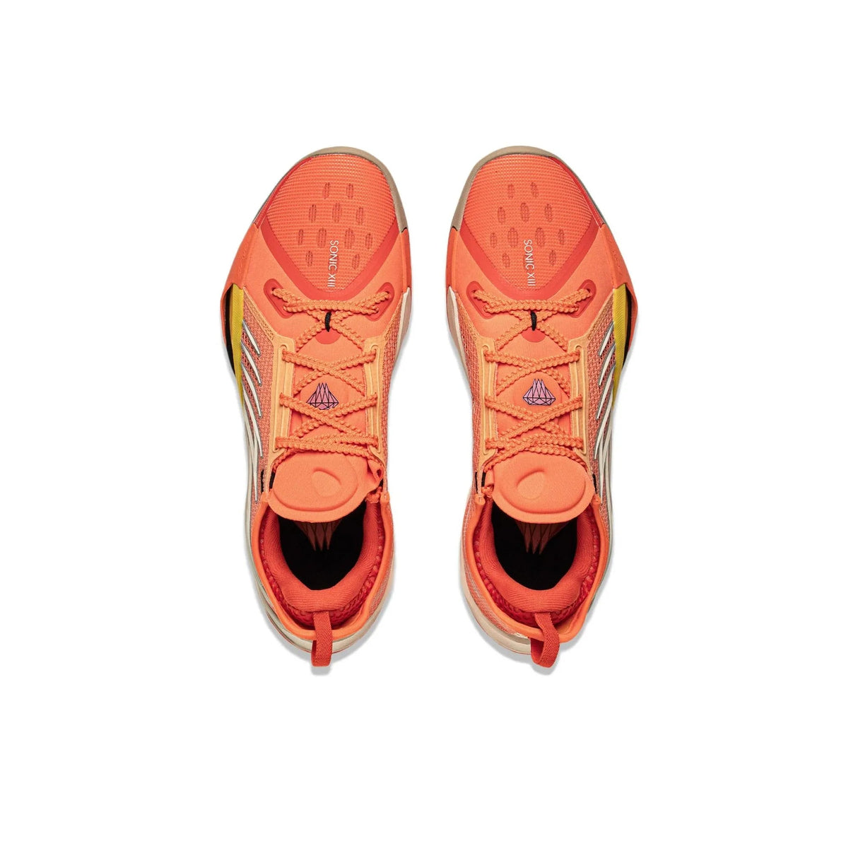 Top-down view of Li-Ning Sonic 13 Orange basketball shoes