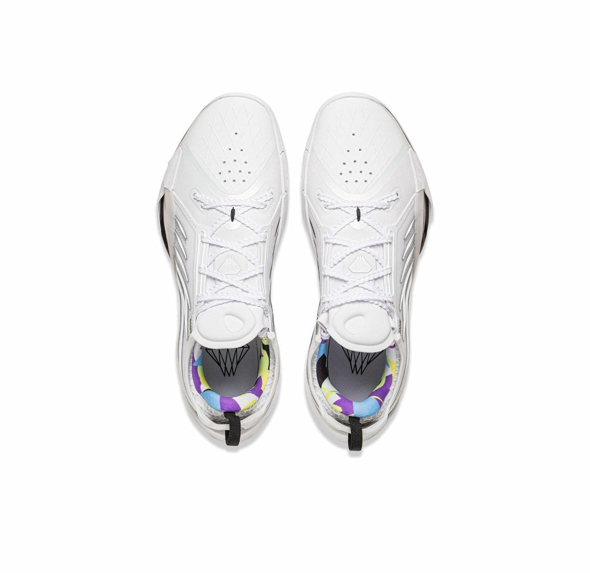Top-down view of Li-Ning Sonic 13 Standard White basketball shoes