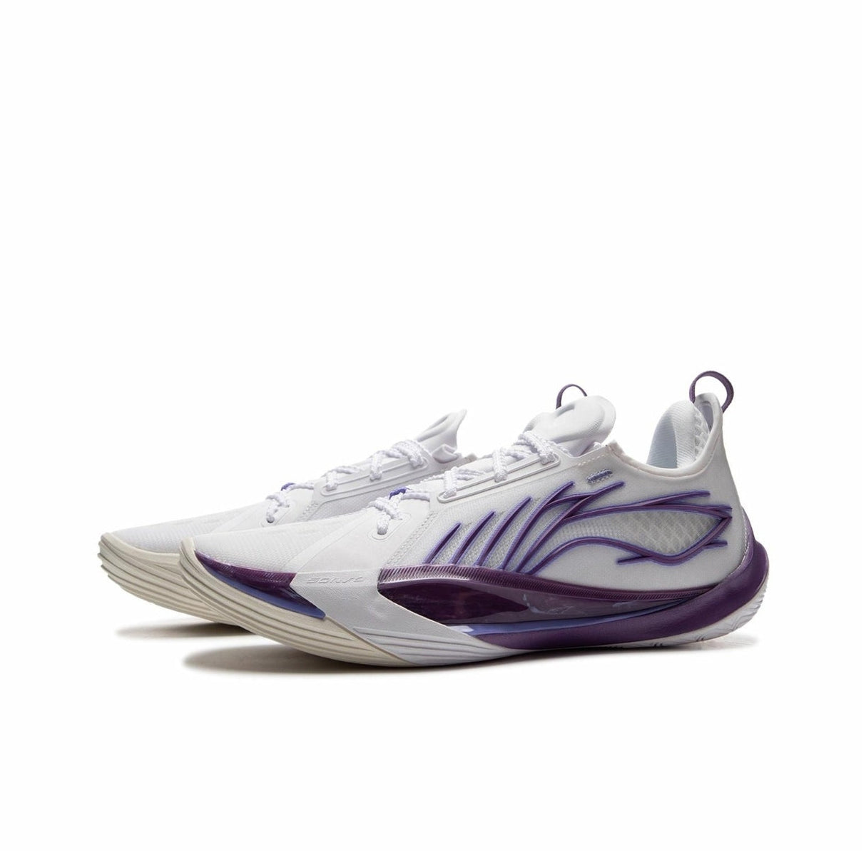 Li-Ning Sonic 13 White Purple shoes 45-degree full view