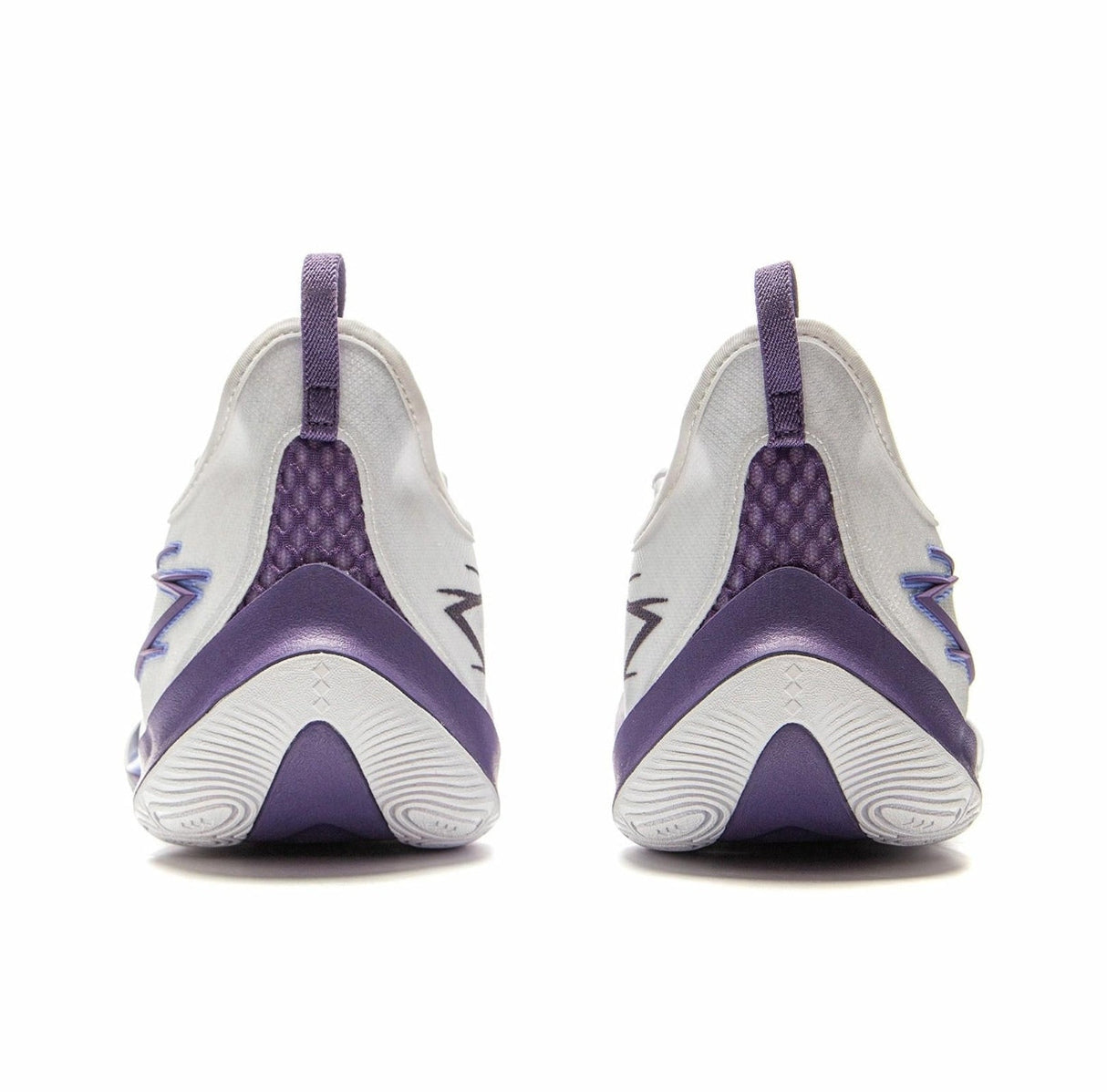 Li-Ning Sonic 13 White Purple heel view showing shoe structure