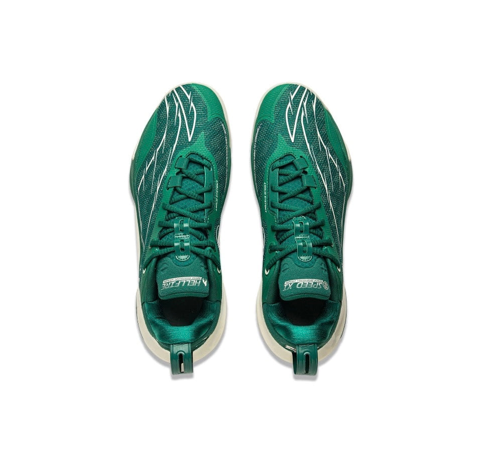 Top-down view of Li-Ning Speed 11 Green basketball shoes