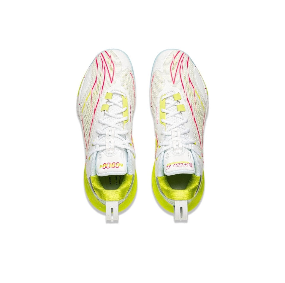 Top-down view of Li-Ning Speed 11 White Green basketball shoes
