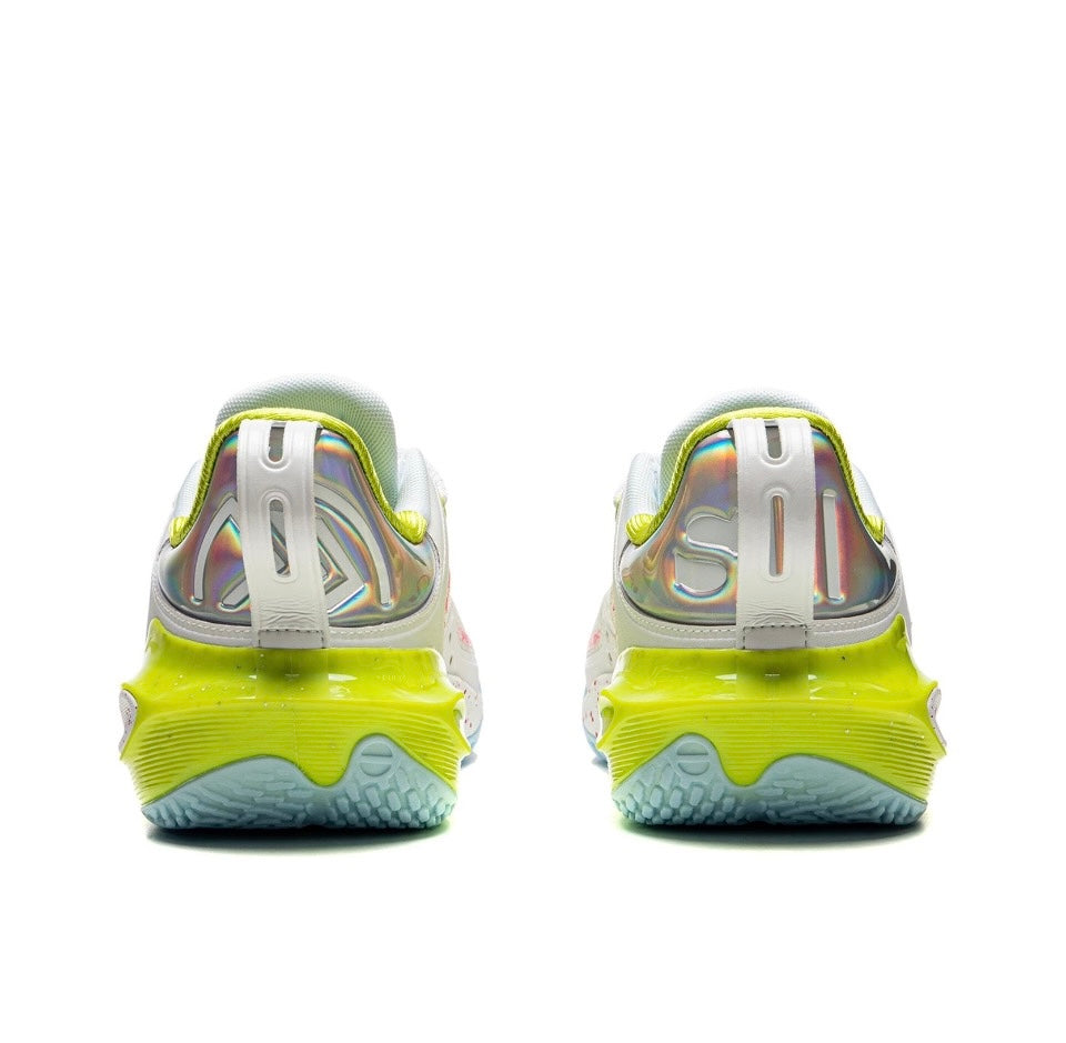 Li-Ning Speed 11 White Green heel view showing shoe structure