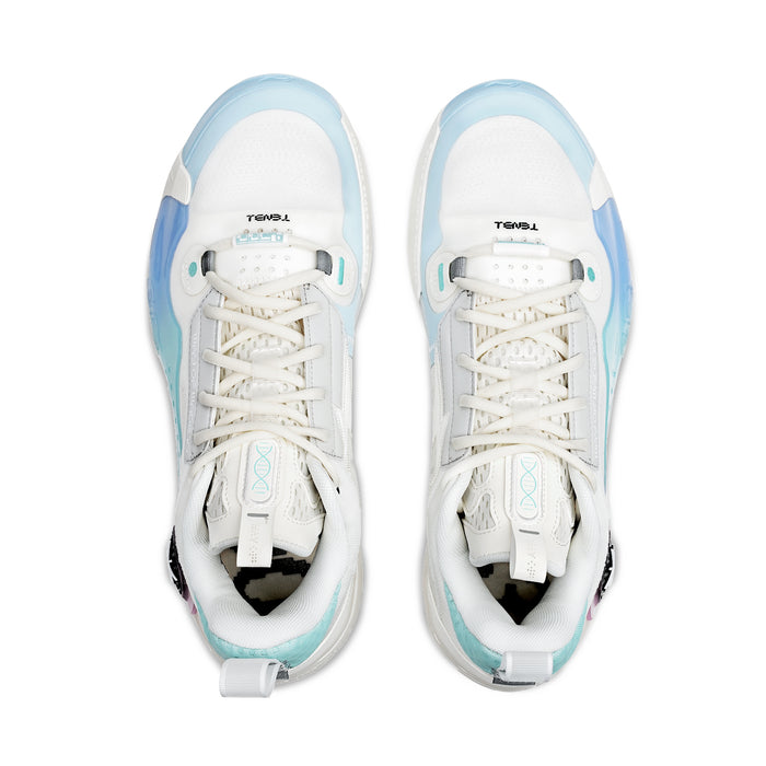 Top-down view of Way of Wade 10 Low Cotton Candy basketball shoes