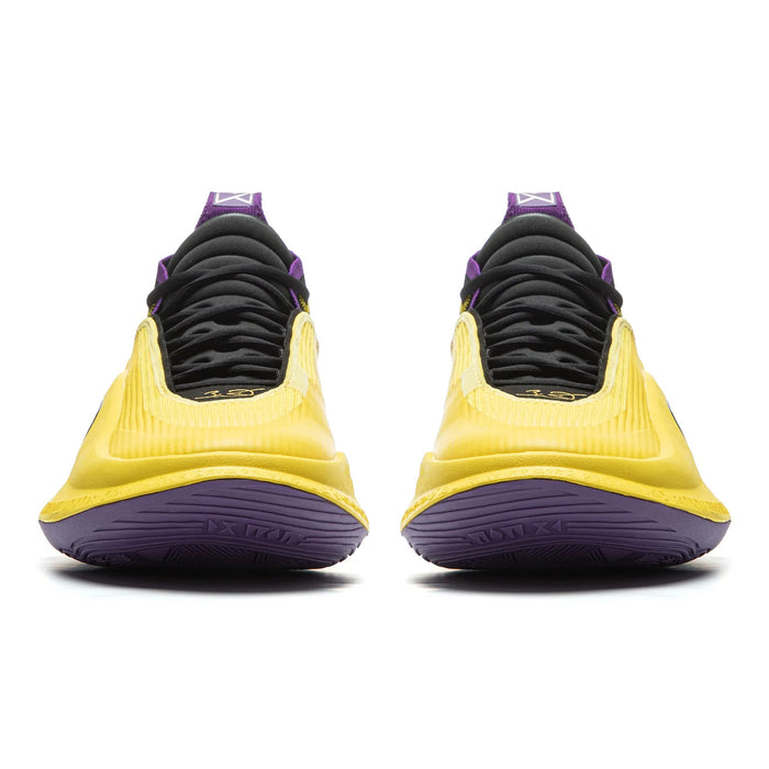 Close-up of Way of Wade 11 Gold Purple toe box with design details